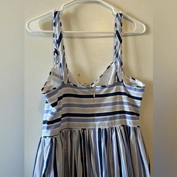 J. CREW Shirting Stripe Tiered Maxi Dress Size 6 Spaghetti Straps 100# Cotton - Picture 9 of 16
